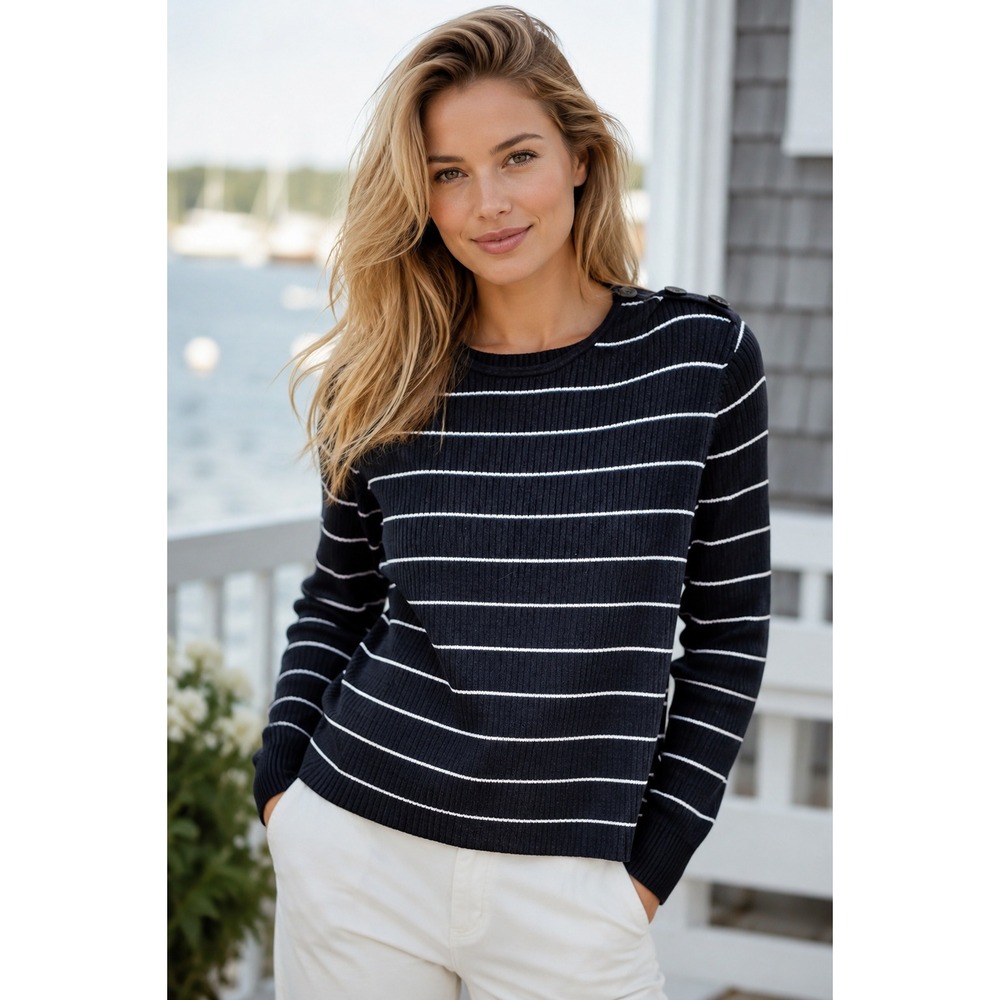 Kate Hill Nautical Striped Sweater Coastal Hamptons Capsule Size XL Scandi Girl